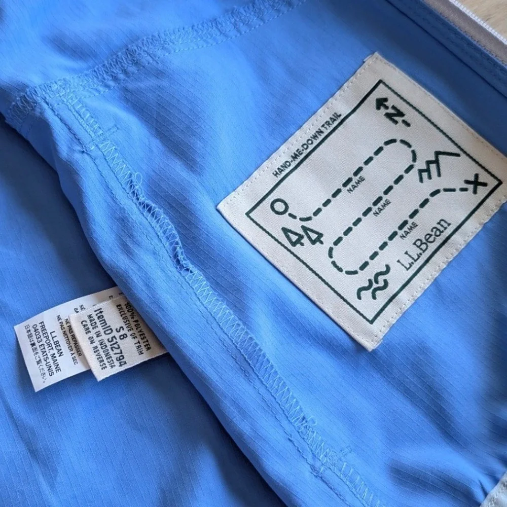 LL Bean Kids Blue Ripstop Hooded Windbreaker Jacket Size S‎ 8